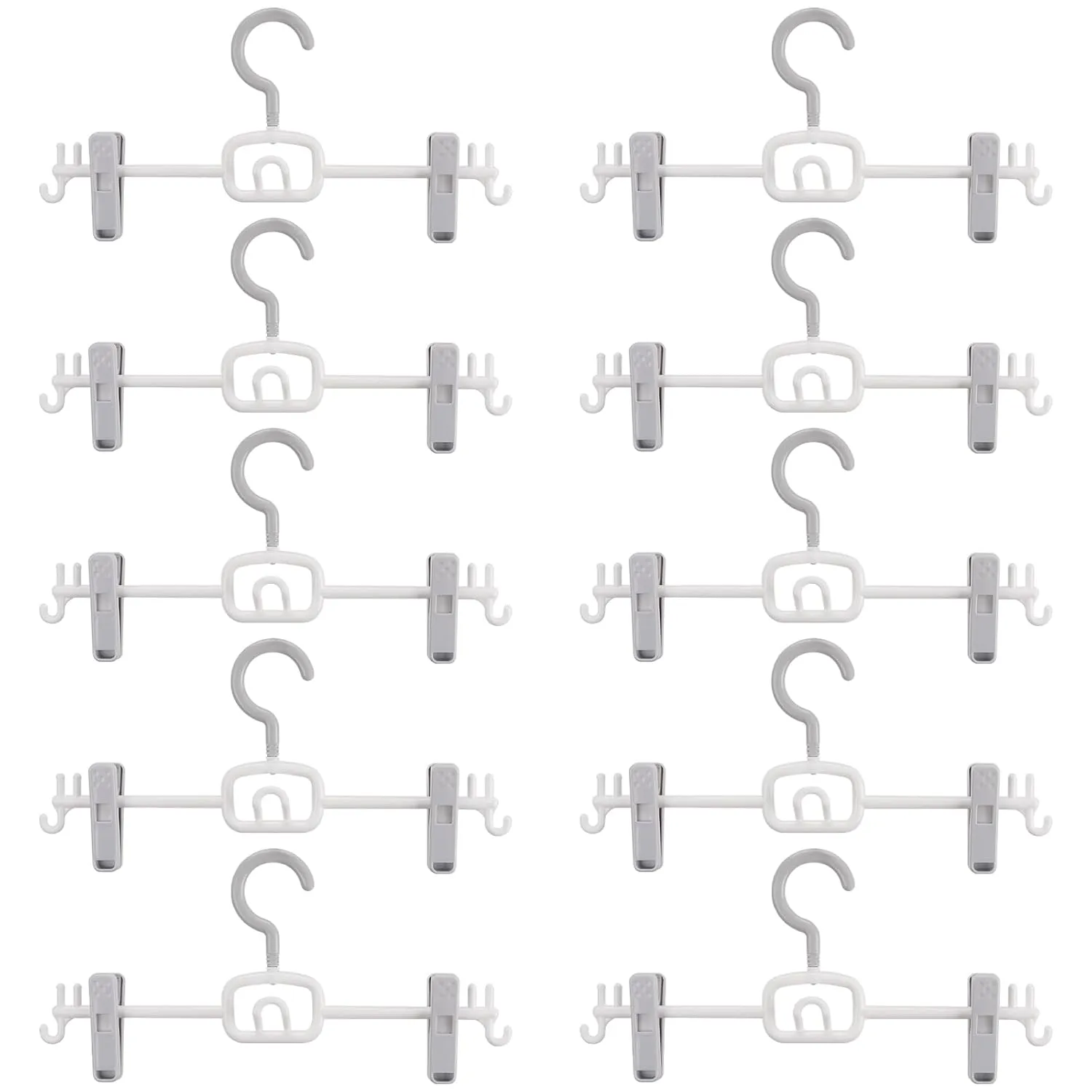 10 Pack Plastic Pants Skirt Hangers With Clip And Stackable And With Hook, Stack