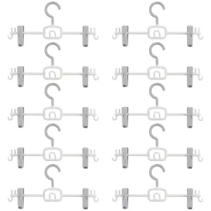 10 Pack Plastic Pants Skirt Hangers With Clip And Stackable And With Hook, Stack