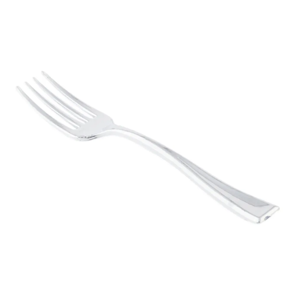 100 3 oz Rectangle Seagreen Plastic Cocottes and 100 Silver Plastic 4" Mini Forks