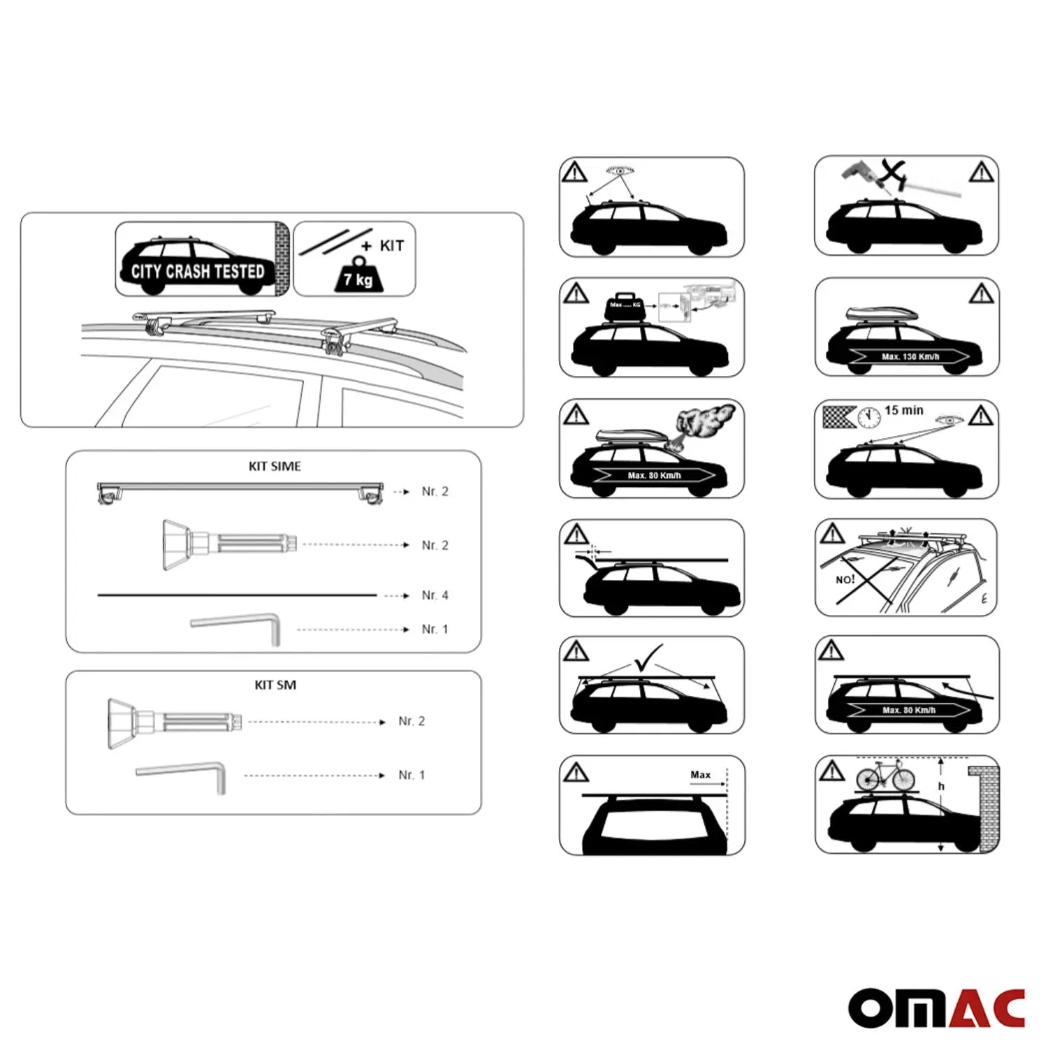 1990-2019 Mercedes T Class Roof Rack Cross Bars Silver
