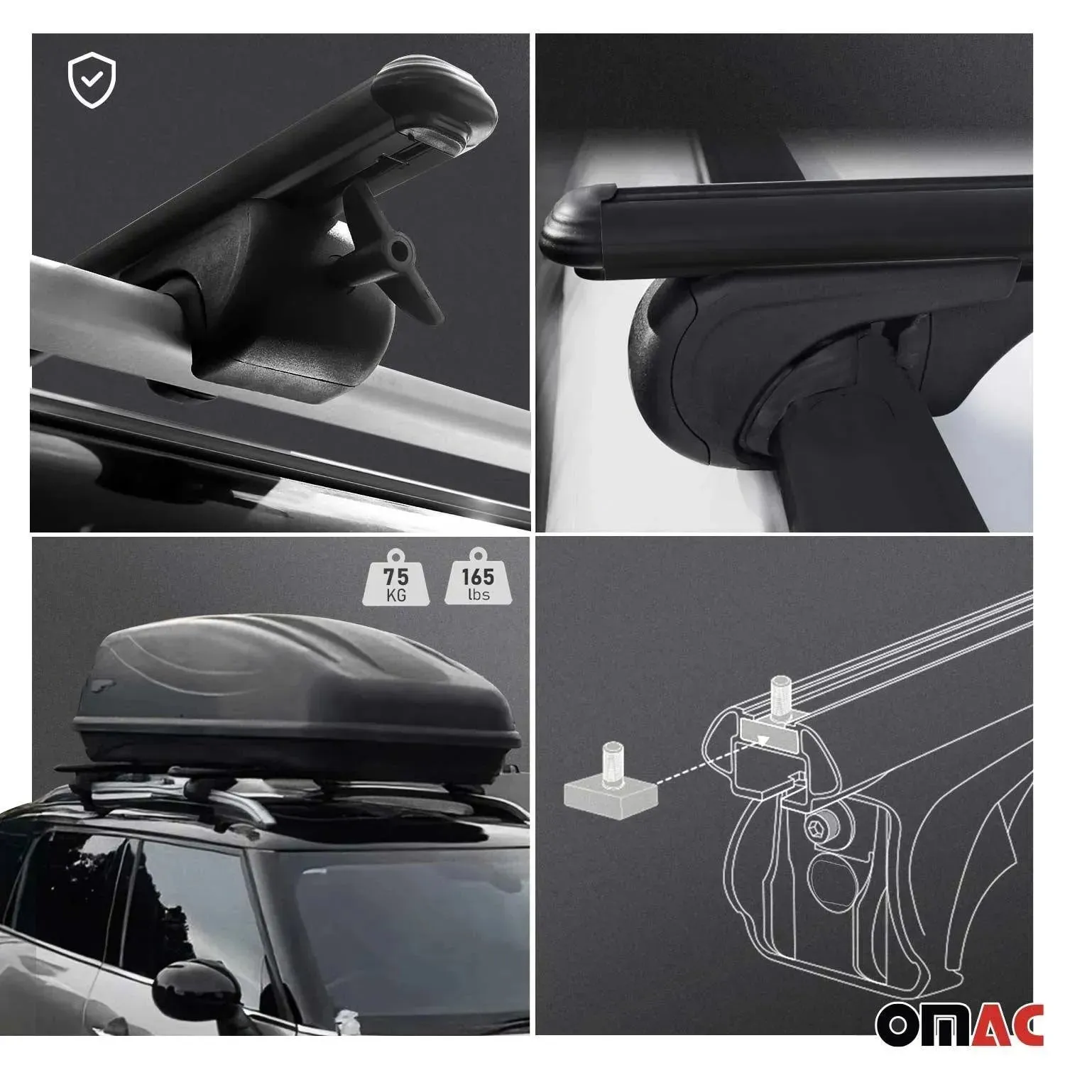 1998-2004 Isuzu Rodeo Sport Roof Rack Cross Bars Black