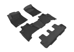 3D MAXpider Floor Mats Lexus GX460 (14-23) All-Weather Kagu Series Black - Front / Second / Third Row