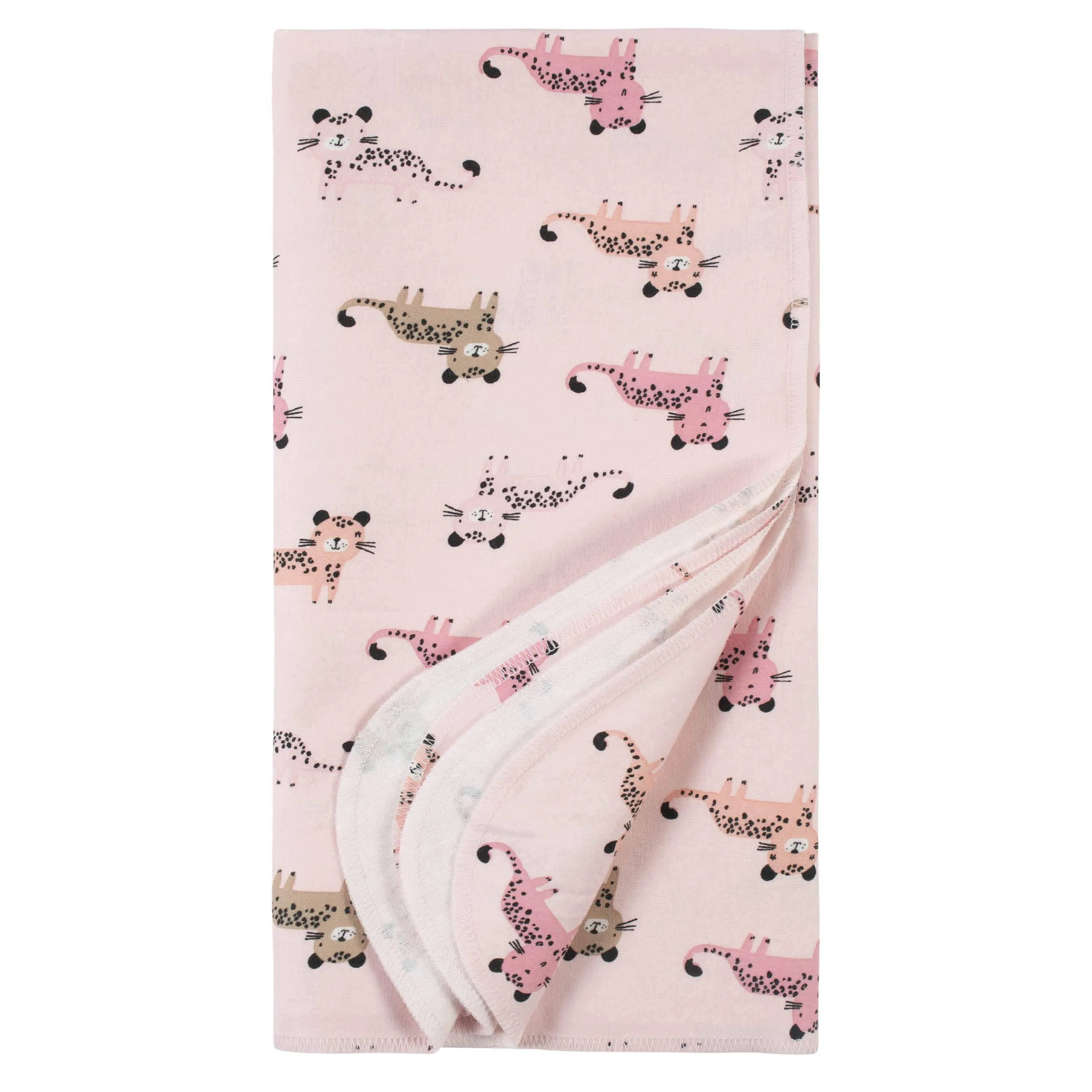 4-Pack Girls Leopard Flannel Receiving Blankets