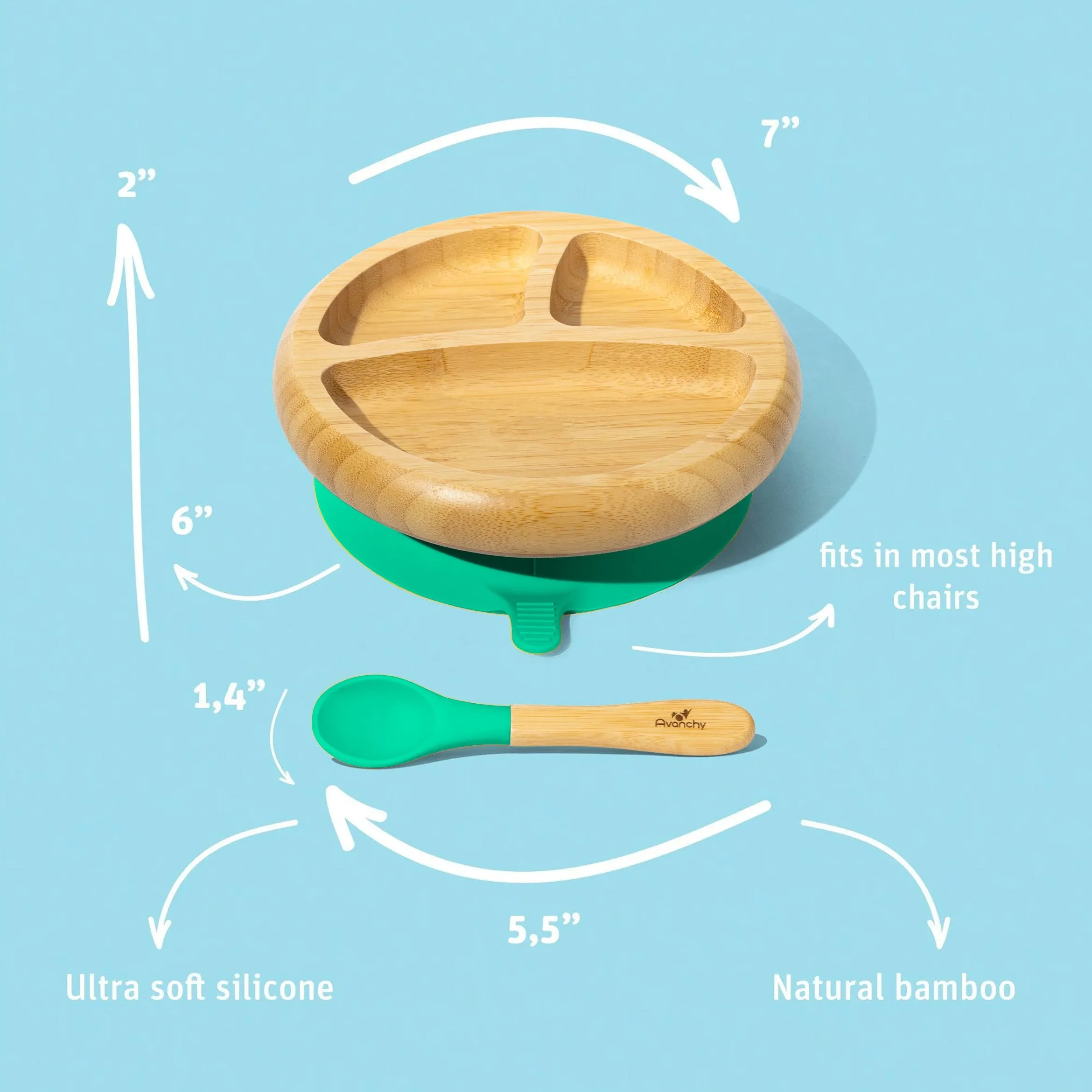 Avanchy - Bamboo Suction Classic Plate   Spoon GN
