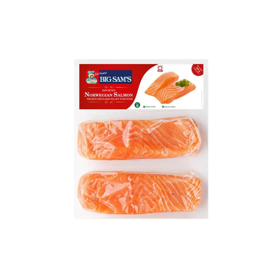 Big Sam's Norwegian Salmon Fillet (2 Skinless Portions) 300g - Premium Skinless Salmon