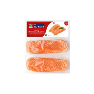 Big Sam's Norwegian Salmon Fillet (2 Skinless Portions) 300g - Premium Skinless Salmon