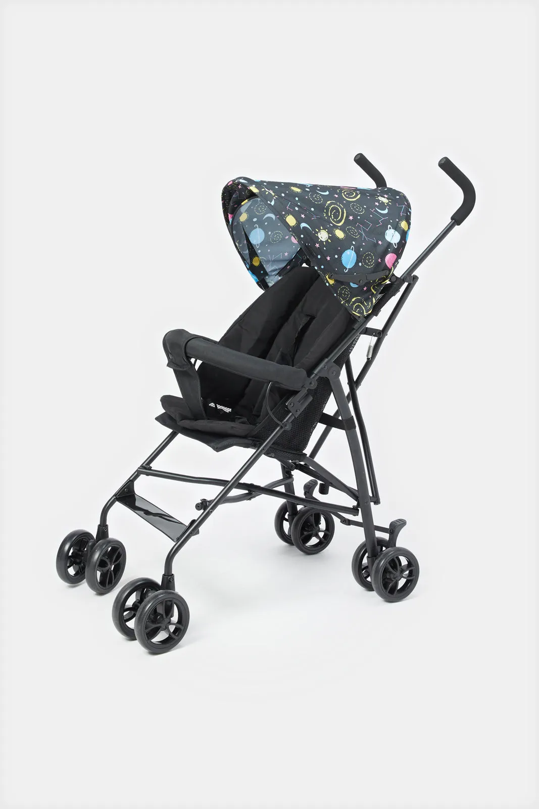 Black With Space Print  Buggy With Round Canopy