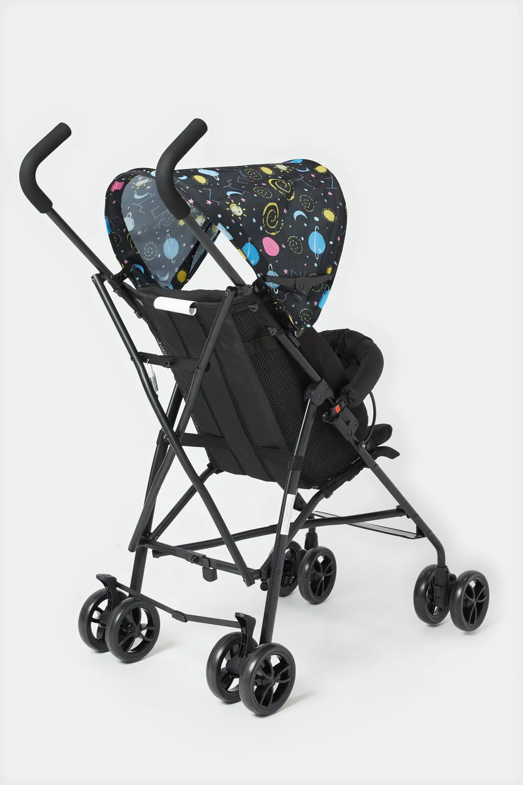 Black With Space Print  Buggy With Round Canopy