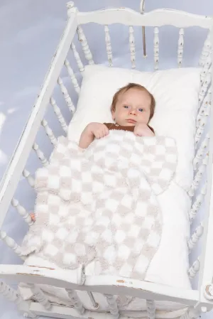 Blushing Beige & White Check Print Lovey