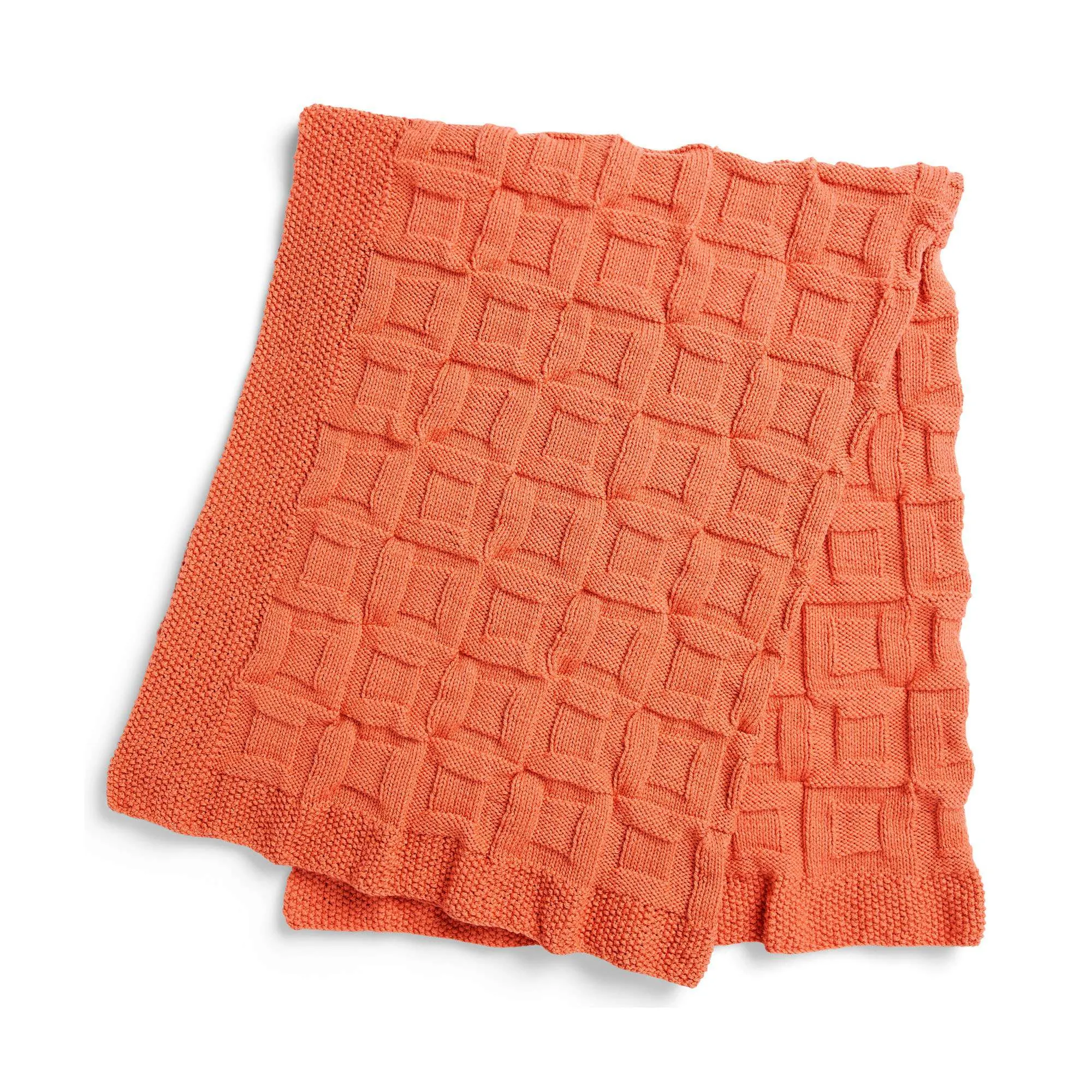 Caron Textured Checks Knit Blanket
