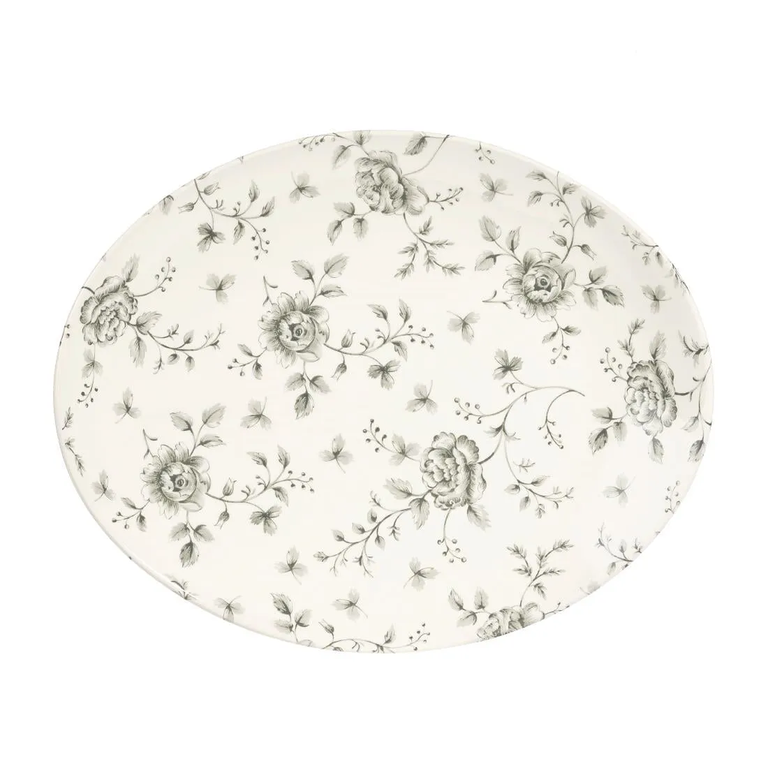 Churchill Rose Chintz Oval Coupe Plates Grey 317mm (Pack of 6) - DA668