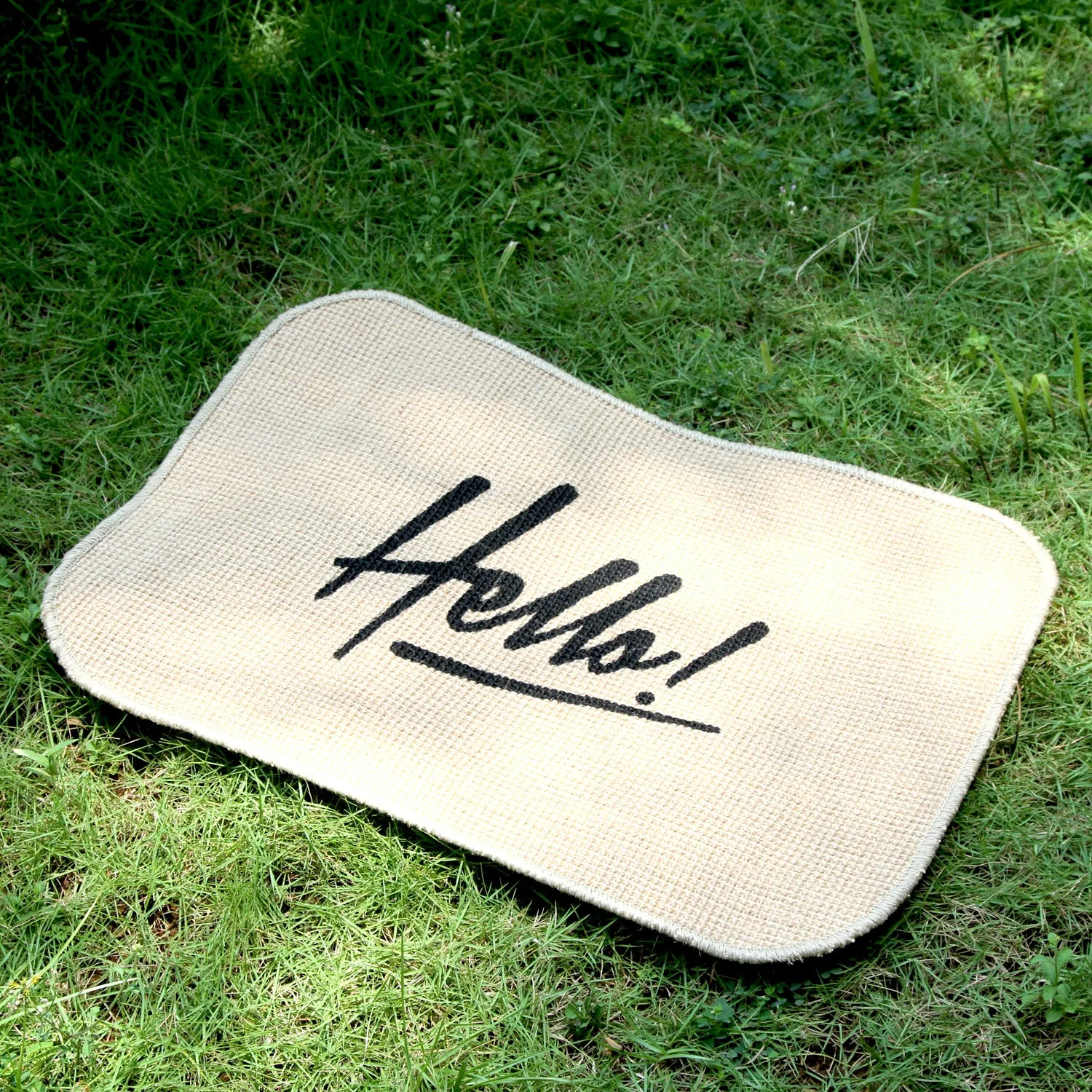 Eco-Friendly Hello Doormat: Jute, Printed & Anti-Slip