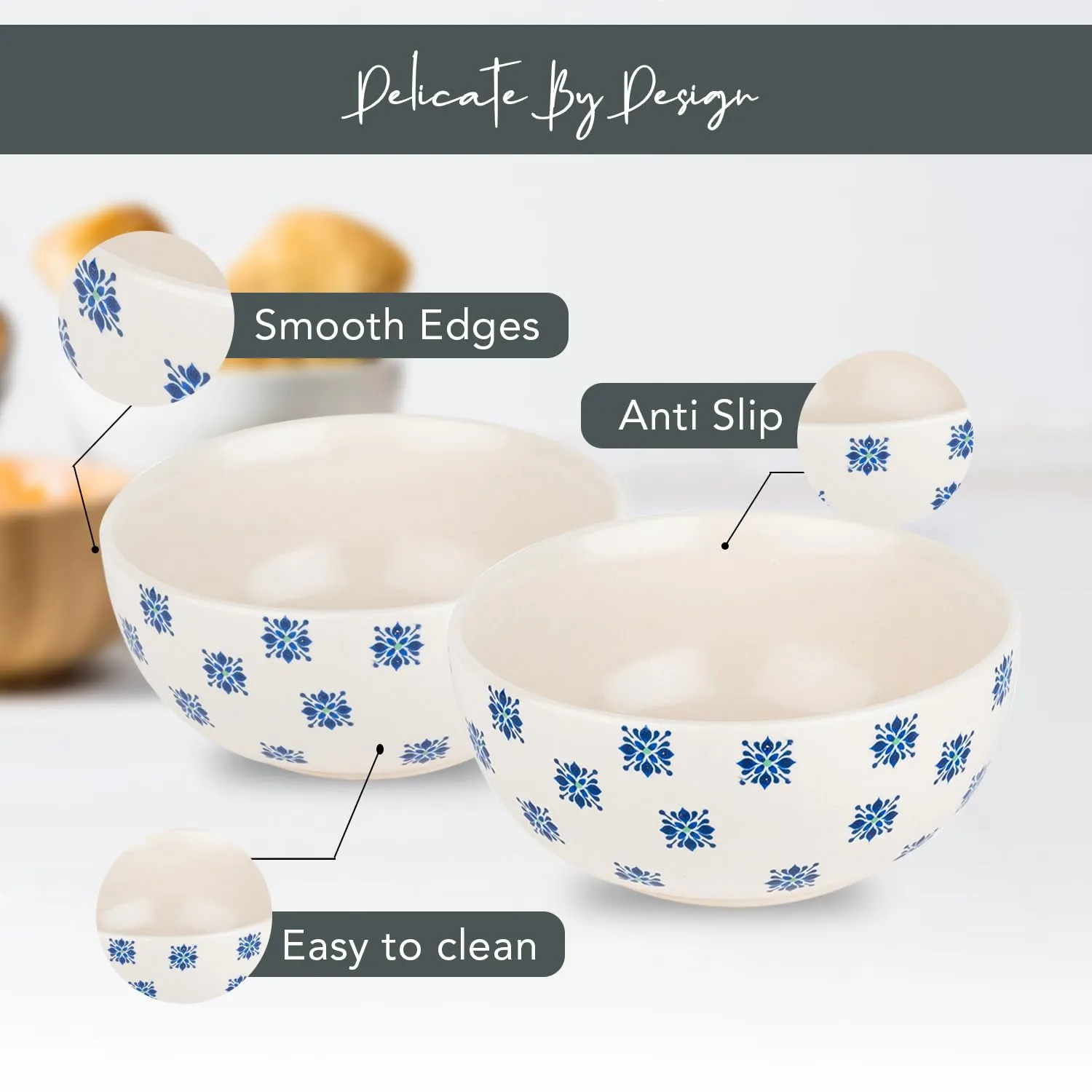 Ekhasa Ceramic Bowl Set for Kitchen (Microwave Safe, 2 Pcs, 700ml) | Ideal for Serving, Soup Bowl, Salad Bowl, Ramen Bowl, Pasta Bowl, Maggie Bowl, Noodle Bowl, Rice, Oats & Fruit Bowl