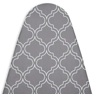 Encasa Homes Ironing Board Cover with 3mm Thick Felt Pad for Steam Press (Fits Standard Large Boards of 125x39 cm) Heat Reflective, Scorch & Stain Resistant, Printed - Grey Tiles
