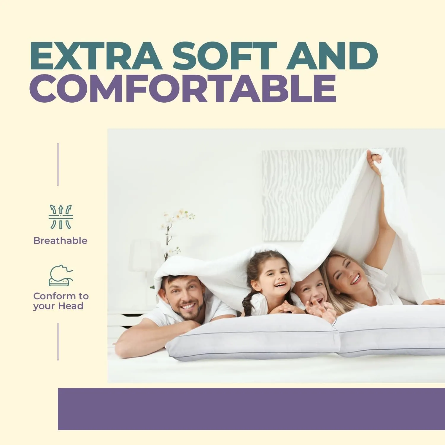 Extra Soft Filling Pillow for Best Sleep Bed Pillows with A Cotton Filling – Pack of 4