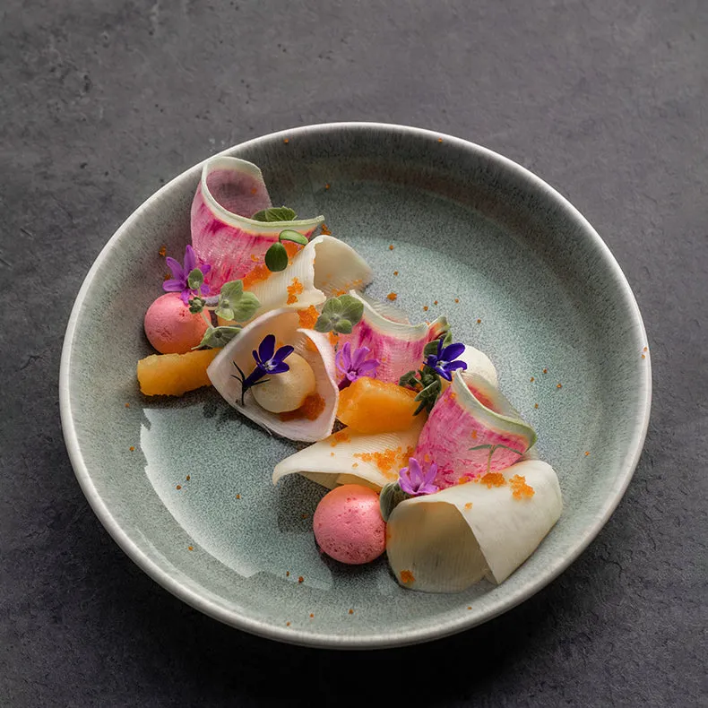 Gray-Green Ceramic Deep Plate