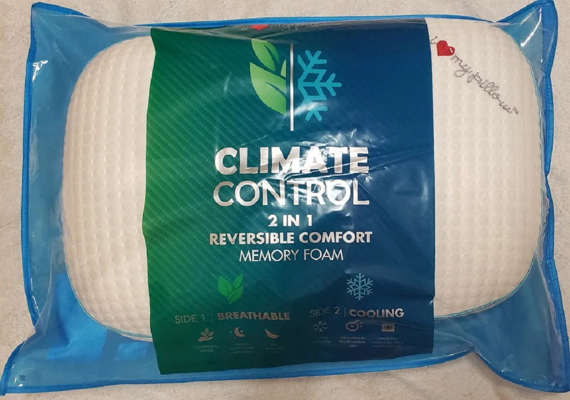 I Love My Pillow Climate Control 2 In 1 Reversible Comfort Memory Foam Pillow