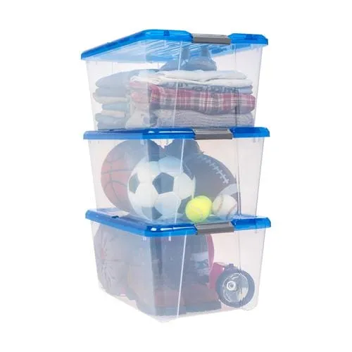 Iris Plastic Storage Tote 3 Pieces Set is perfect for eliminating clutter and getting the whole house organized -278090