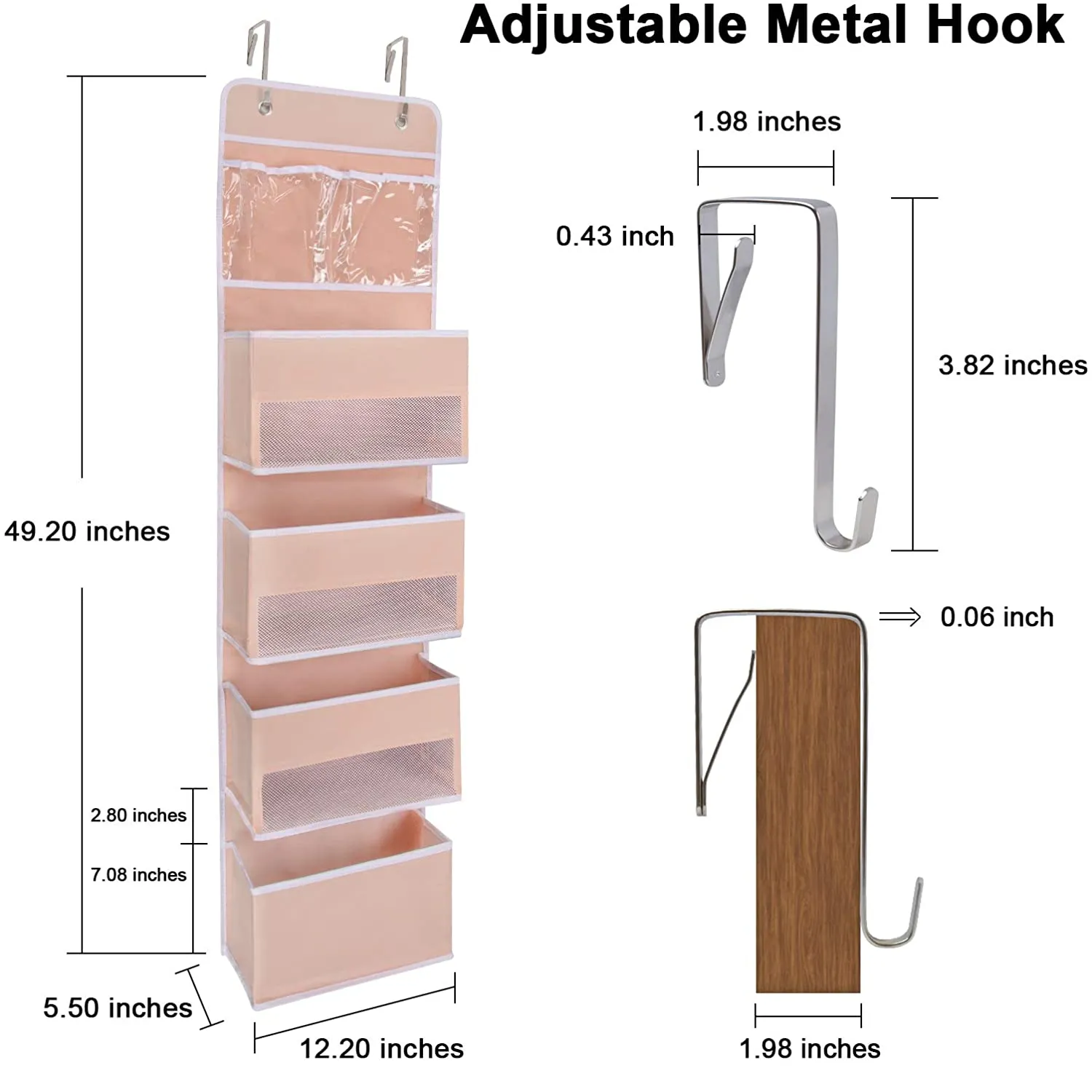 JARLINK 2 Pack 5 Shelf Over The Door Hanging Organizer Wall Storage for Bedroom