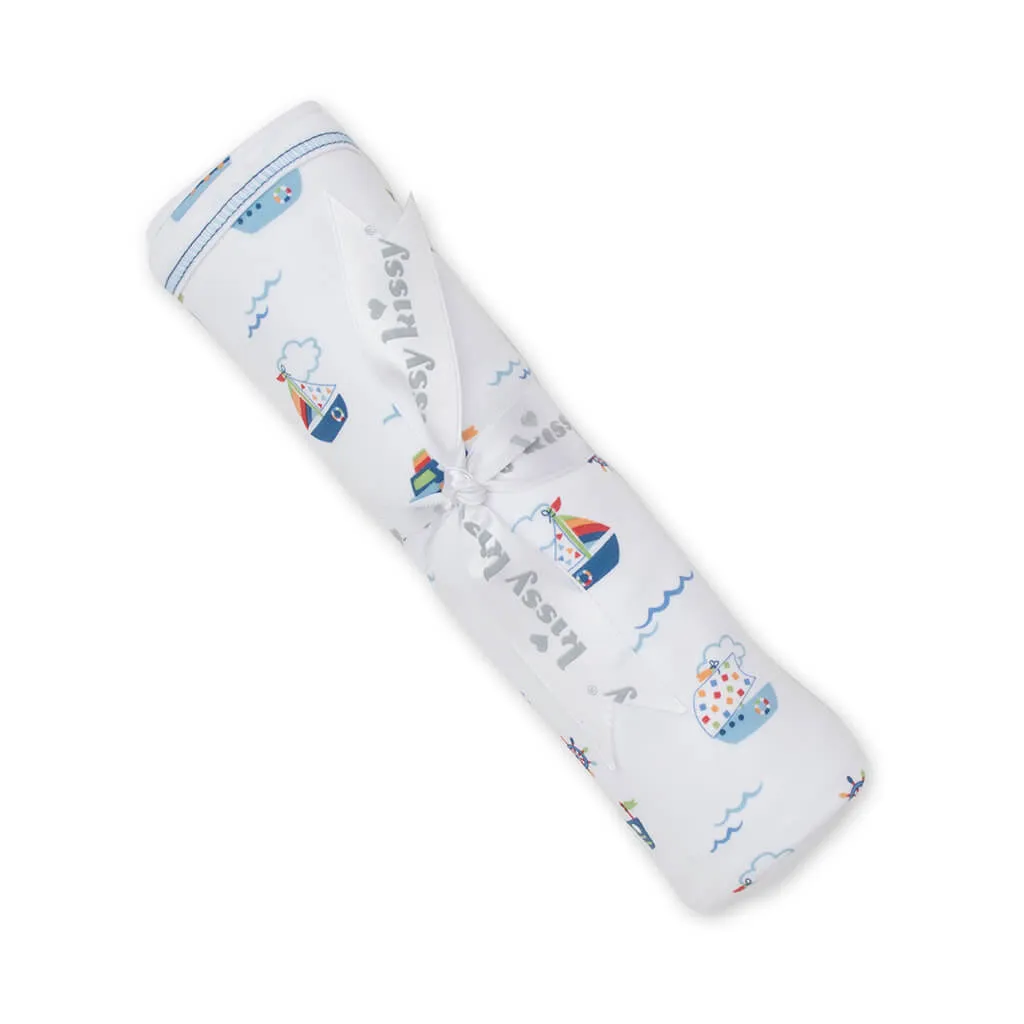 Kissy Kissy Print Blanket Boats at Sea