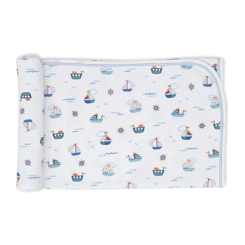 Kissy Kissy Print Blanket Boats at Sea