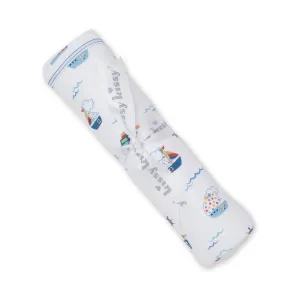 Kissy Kissy Print Blanket Boats at Sea