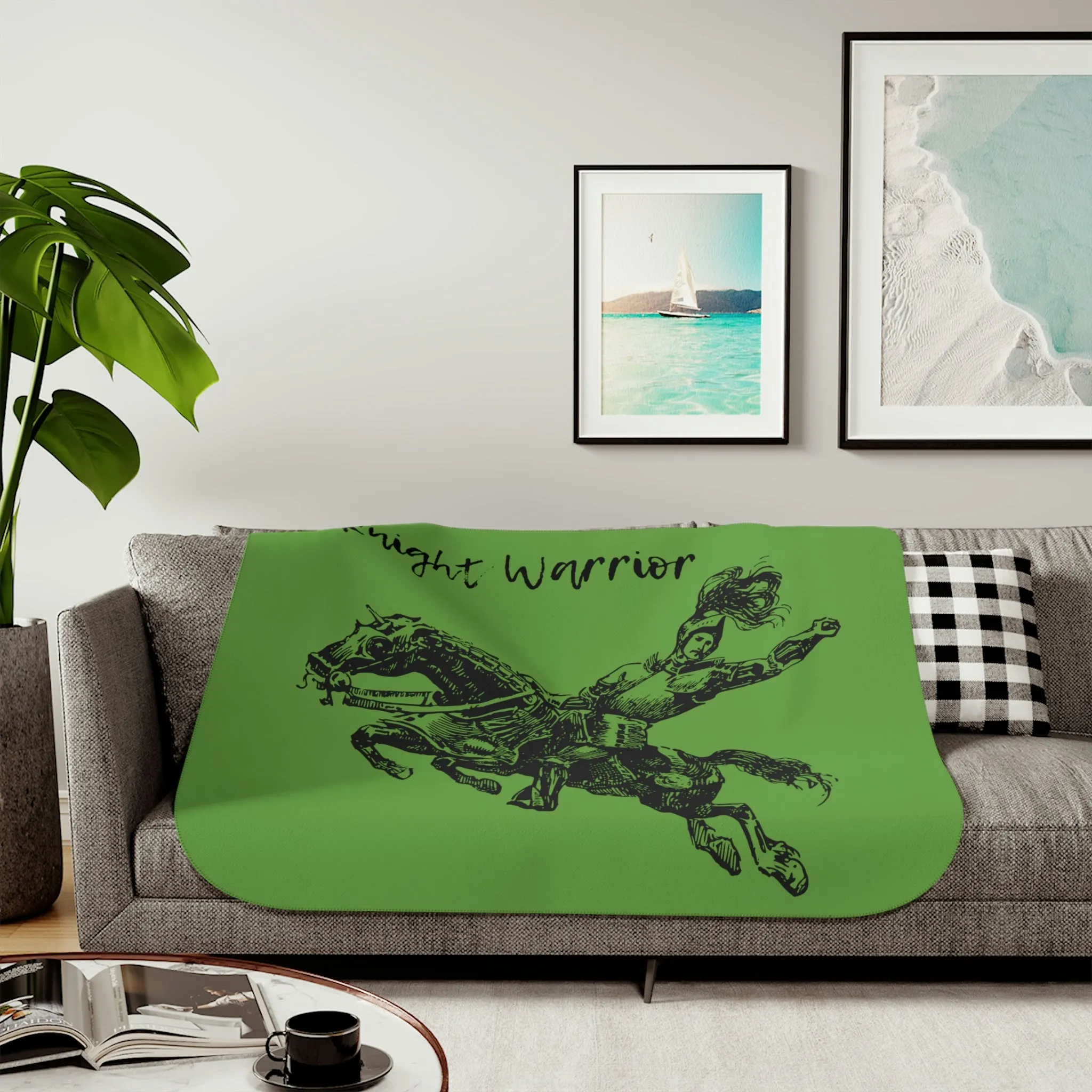 Knight Warrior Horse POD Sherpa Blanket, Two Colors