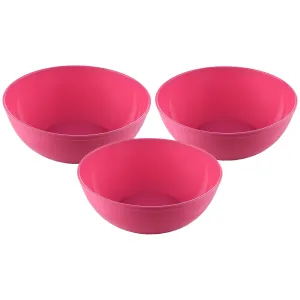 Kuber Industries Bowls|Plastic Dishwasher Safe Bowl|Serving Bowls|Bowls for Kitchen|Microwave Safe Bowls for Salad|Soup|Pasta|2000 ML|Pack of 3 (Pink)