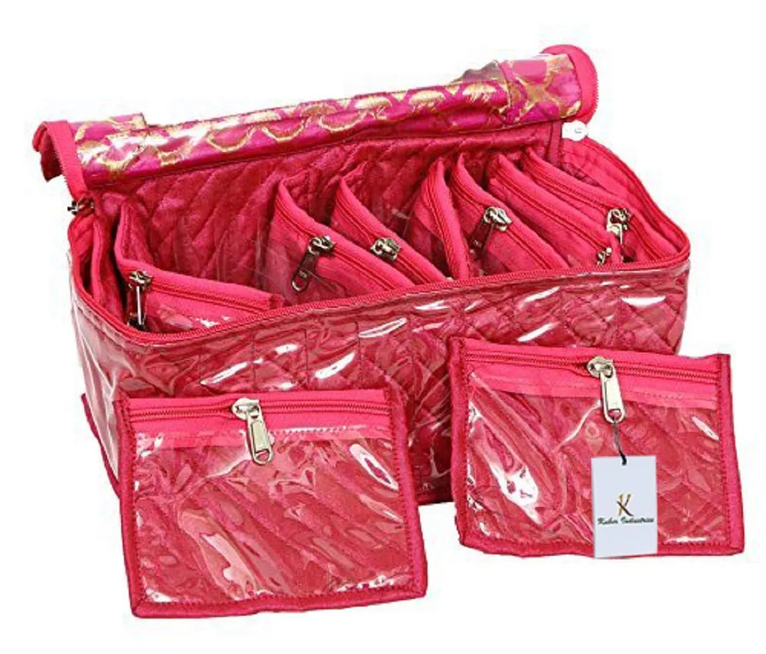 Kuber Industries Cotton Jewellery Kit, Pack of 2 (Pink)