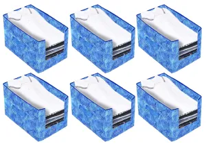 Kuber Industries Laheriya Printed 6 Piece Non Woven Shirt Stacker Wardrobe Organizer Set, (Blue)-CTKTC31839 - CTKTC035107