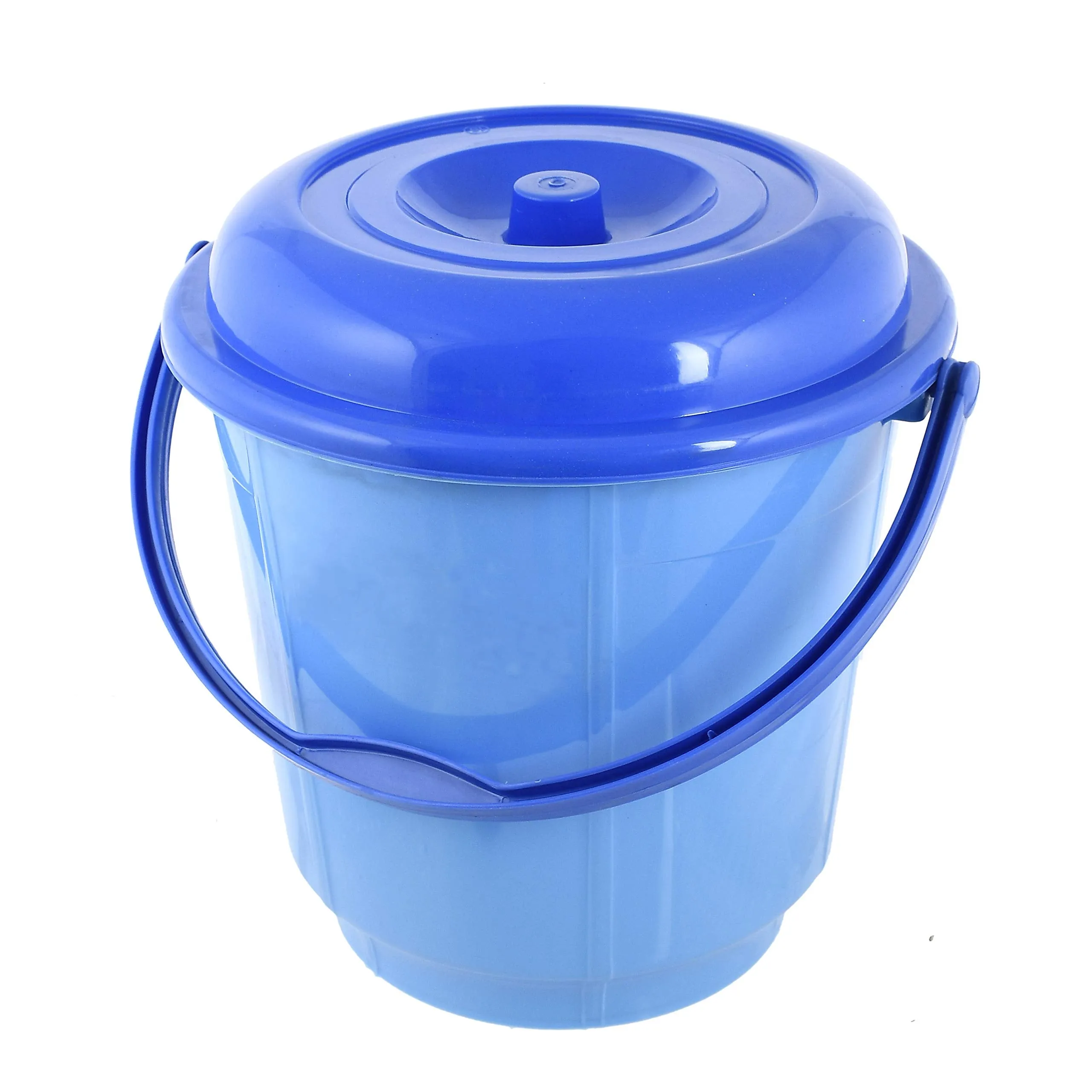 Kuber Industries Multipurpose Plastic Bucket with Lid 18 LTR (Blue)-Pack of 2-KUBMART15234