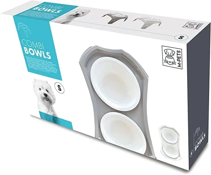 M Pets Combi Double Bowl with Stand for Dogs