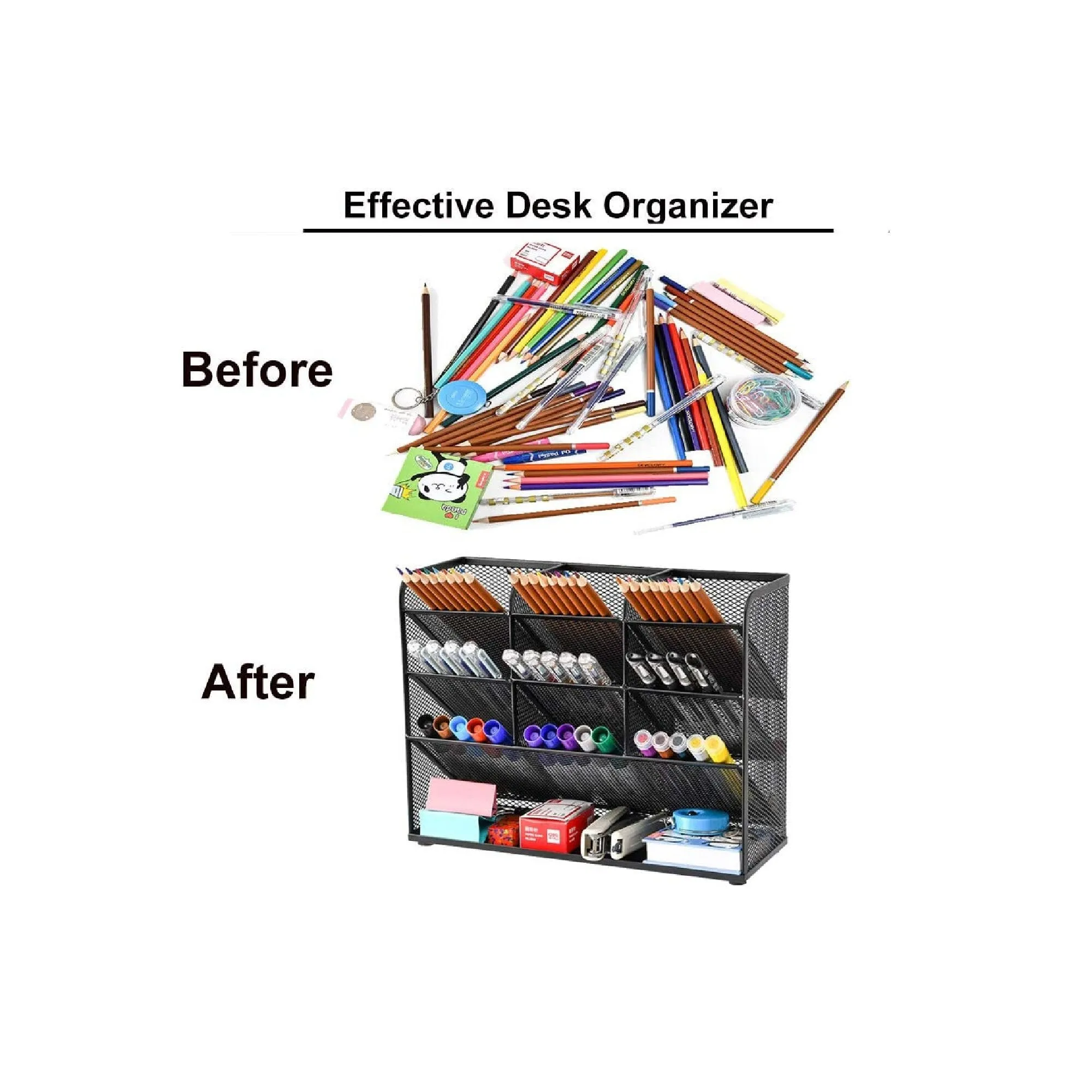 Marbrasse Mesh Desk Organizer | Multi-Functional Pen Holder | Pen Organizer for desk | Desktop Stationary