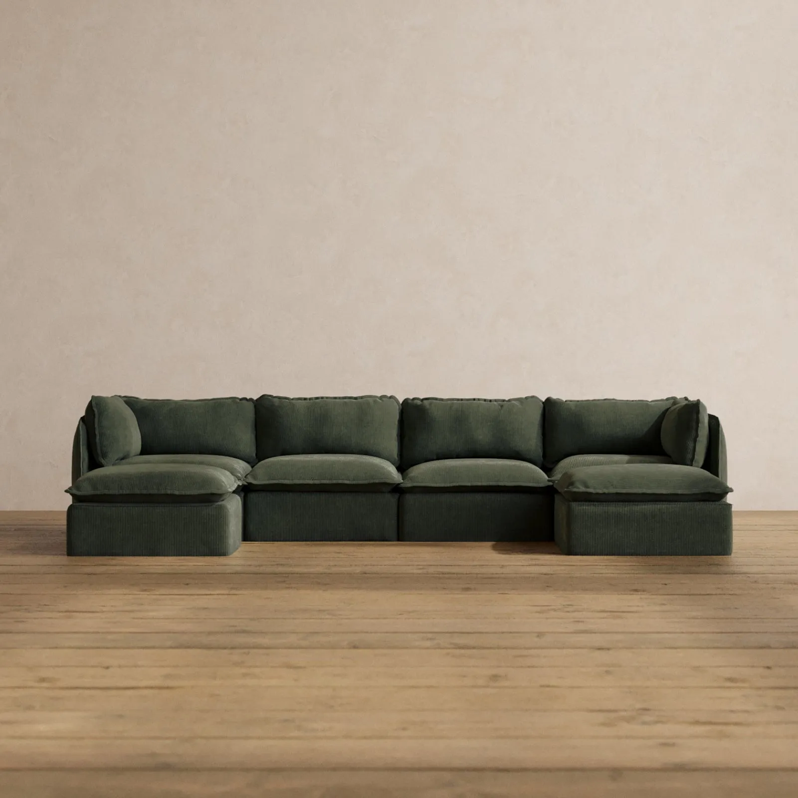 Modular Washable 4-Seater U-Sectional in Olivine | Memorix  Seat | Cloud Pillow