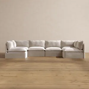 Modular Washable 6-Seater Open-Ends U-Sectional in Mist | Memorix  Seat | Cloud Pillow