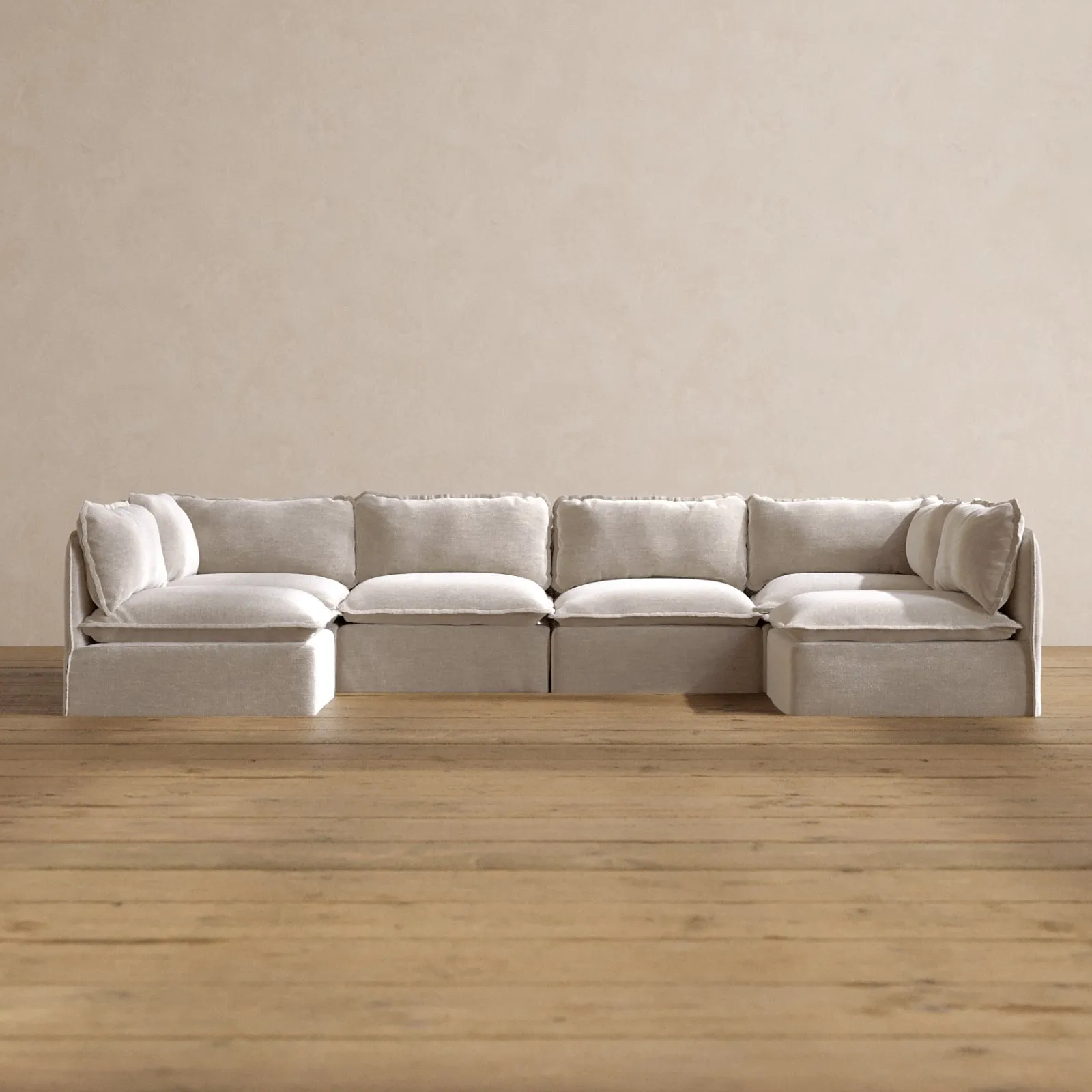 Modular Washable 6-Seater Open-Ends U-Sectional in Mist | Memorix  Seat | Cloud Pillow