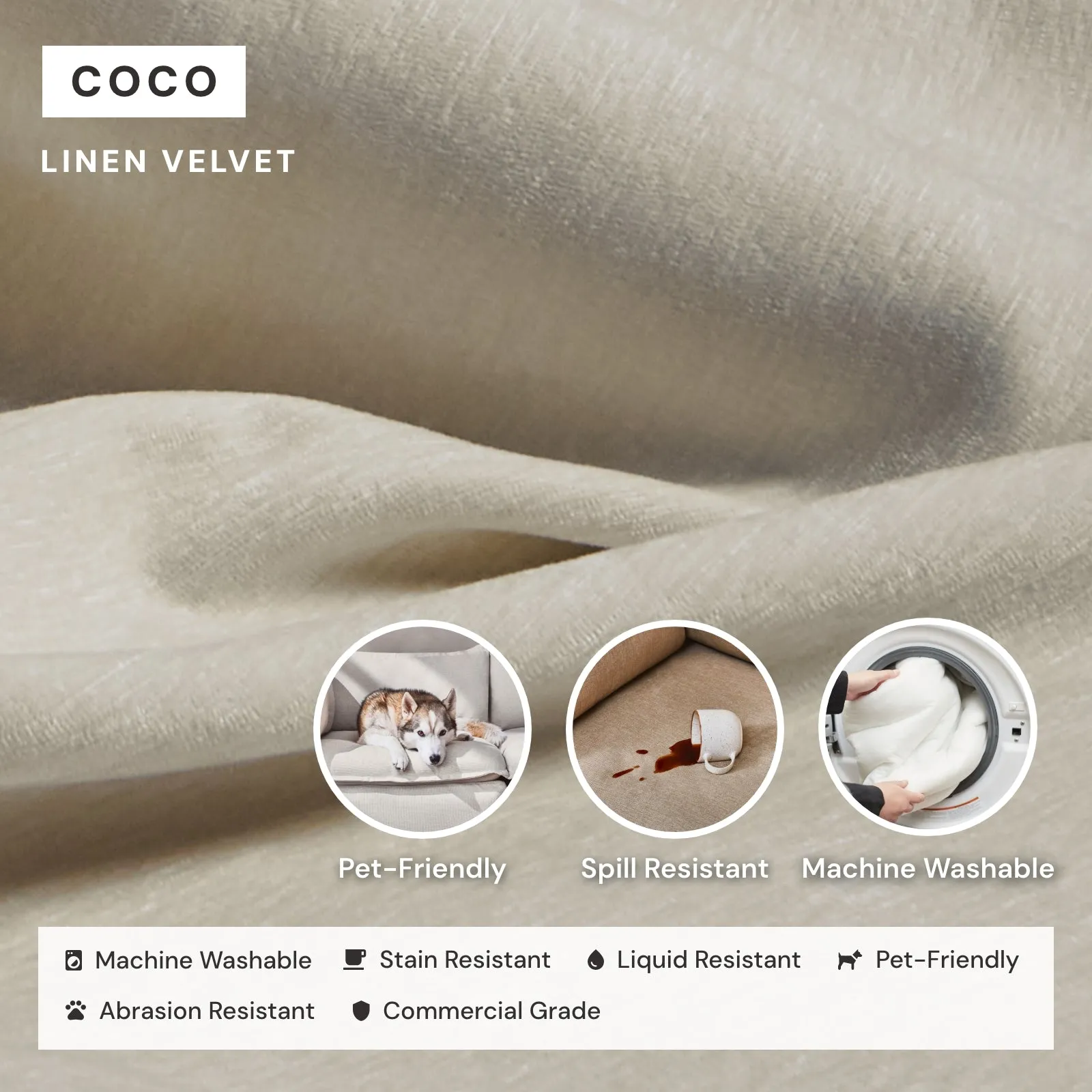 Modular Washable 7-Seater U-Sectional   Ottoman in Coco | Memorix  Seat | Cloud Pillow