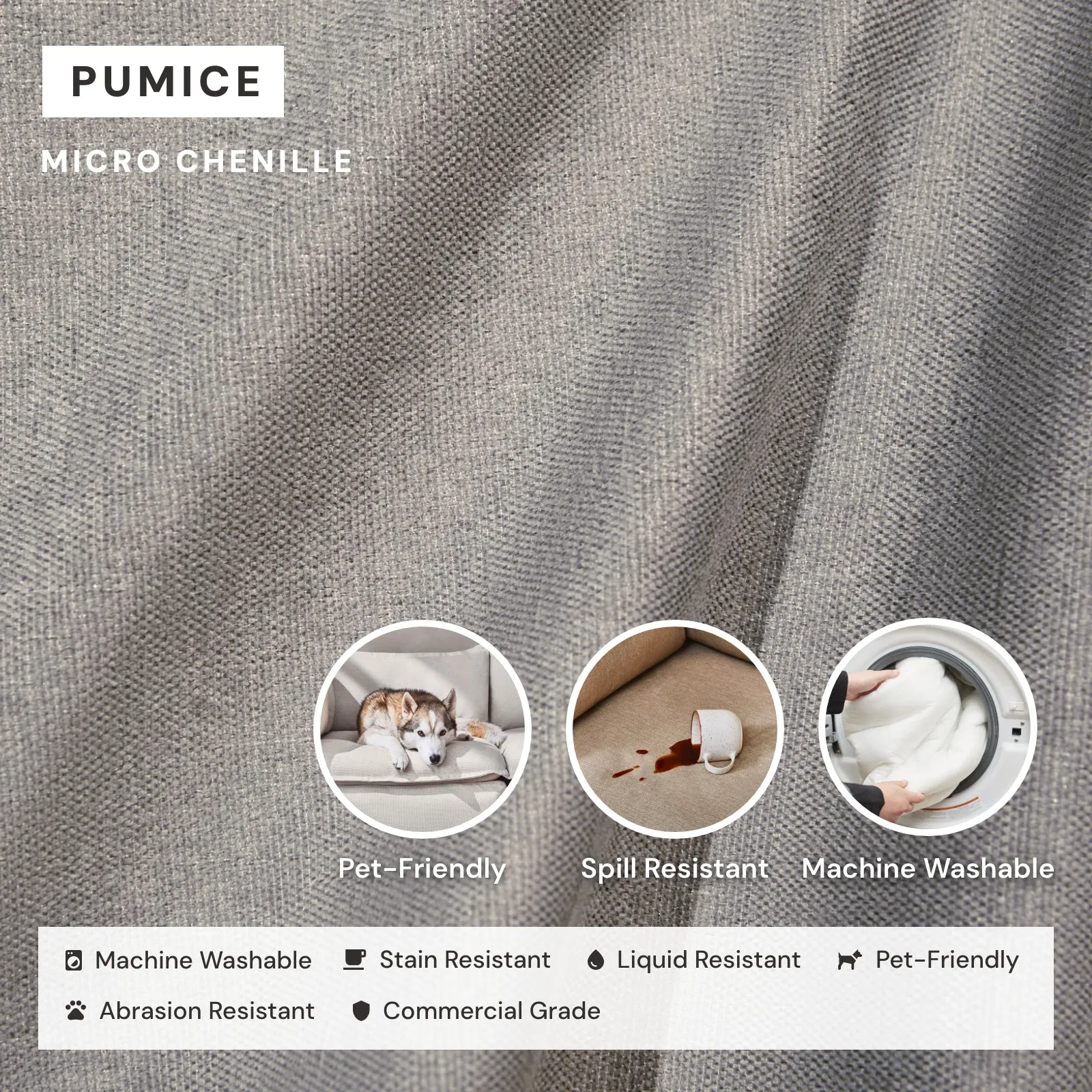Modular Washable 8-Seater U-Sectional   Ottoman in Pumice | Memorix  Seat | Cloud Pillow