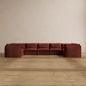Modular Washable 9-Seater U-Sectional in Rust | Memorix  Seat | Cloud Pillow