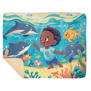 Ocean Explorer Snuggly Sherpa Baby Blanket, 40"x30"