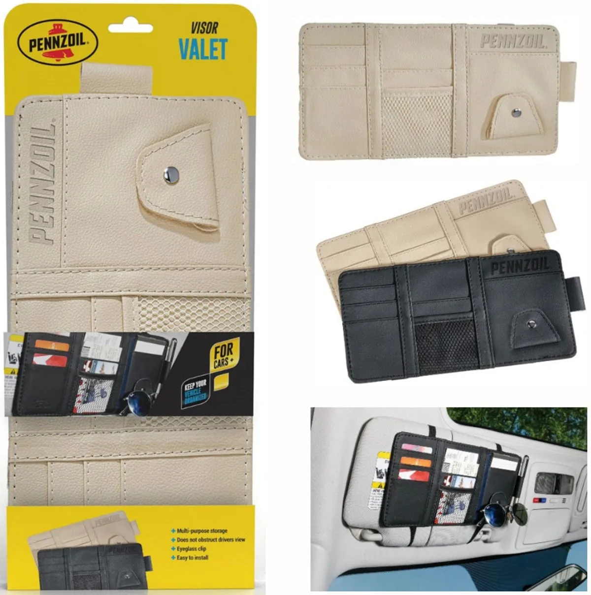 Pennzoil Visor Valet - Convenient Car Organization Solution (Black)