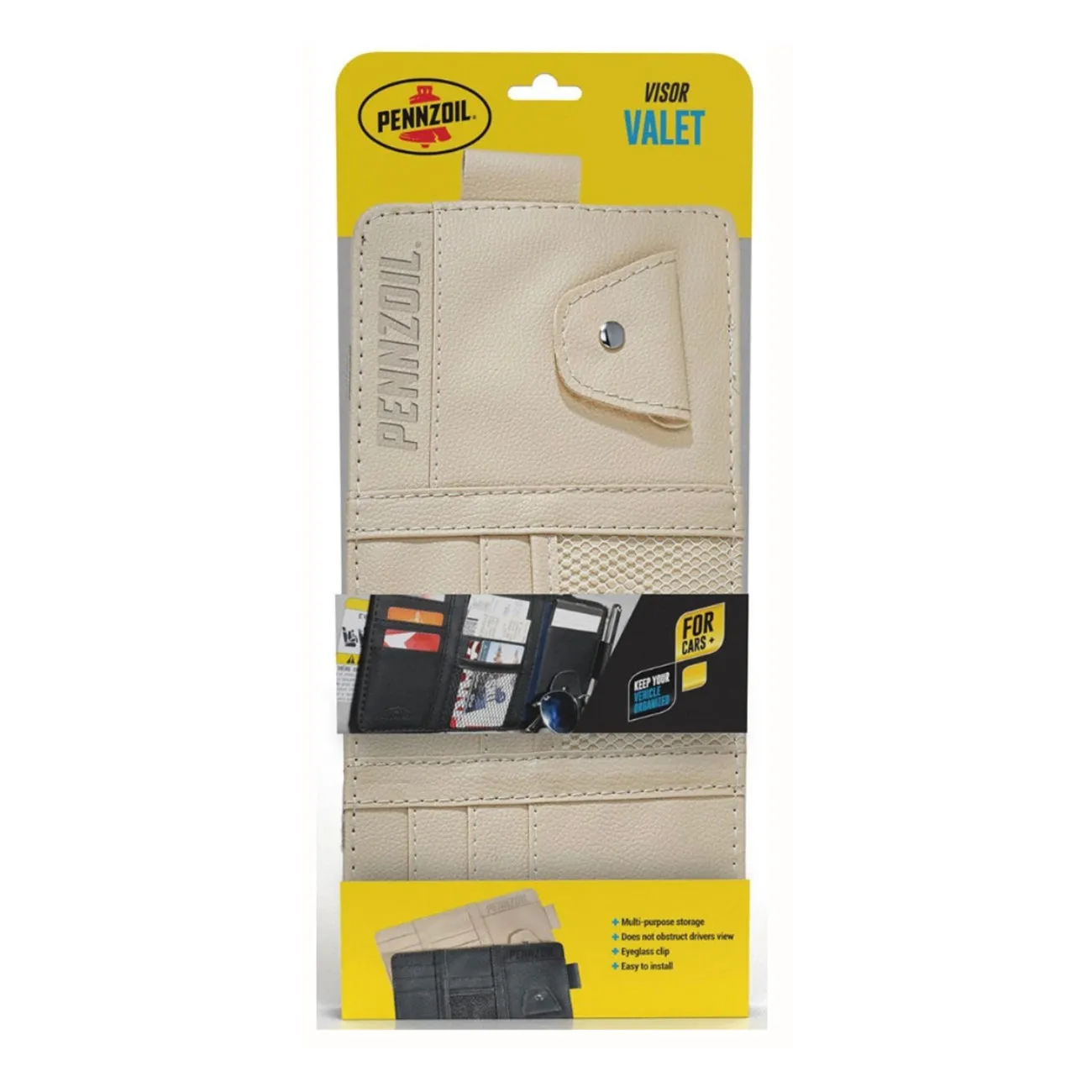 Pennzoil Visor Valet - Convenient Car Organization Solution (Tan)