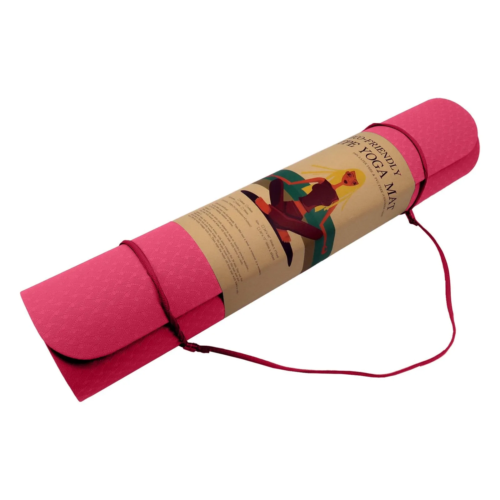 Powertrain TPE Yoga Pilates Exercise Mat 6mm - Rose Pink