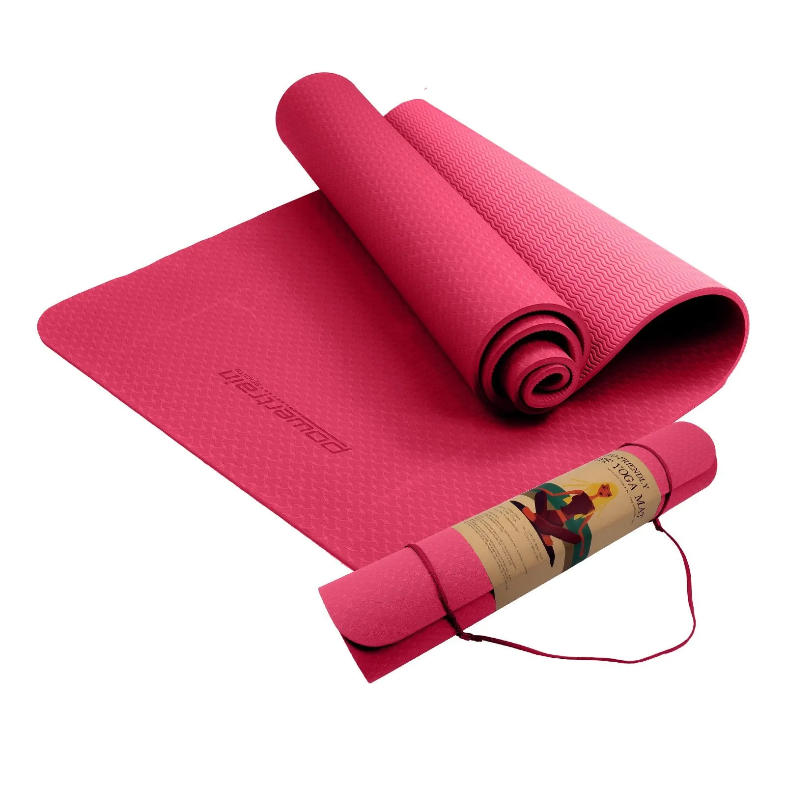 Powertrain TPE Yoga Pilates Exercise Mat 6mm - Rose Pink