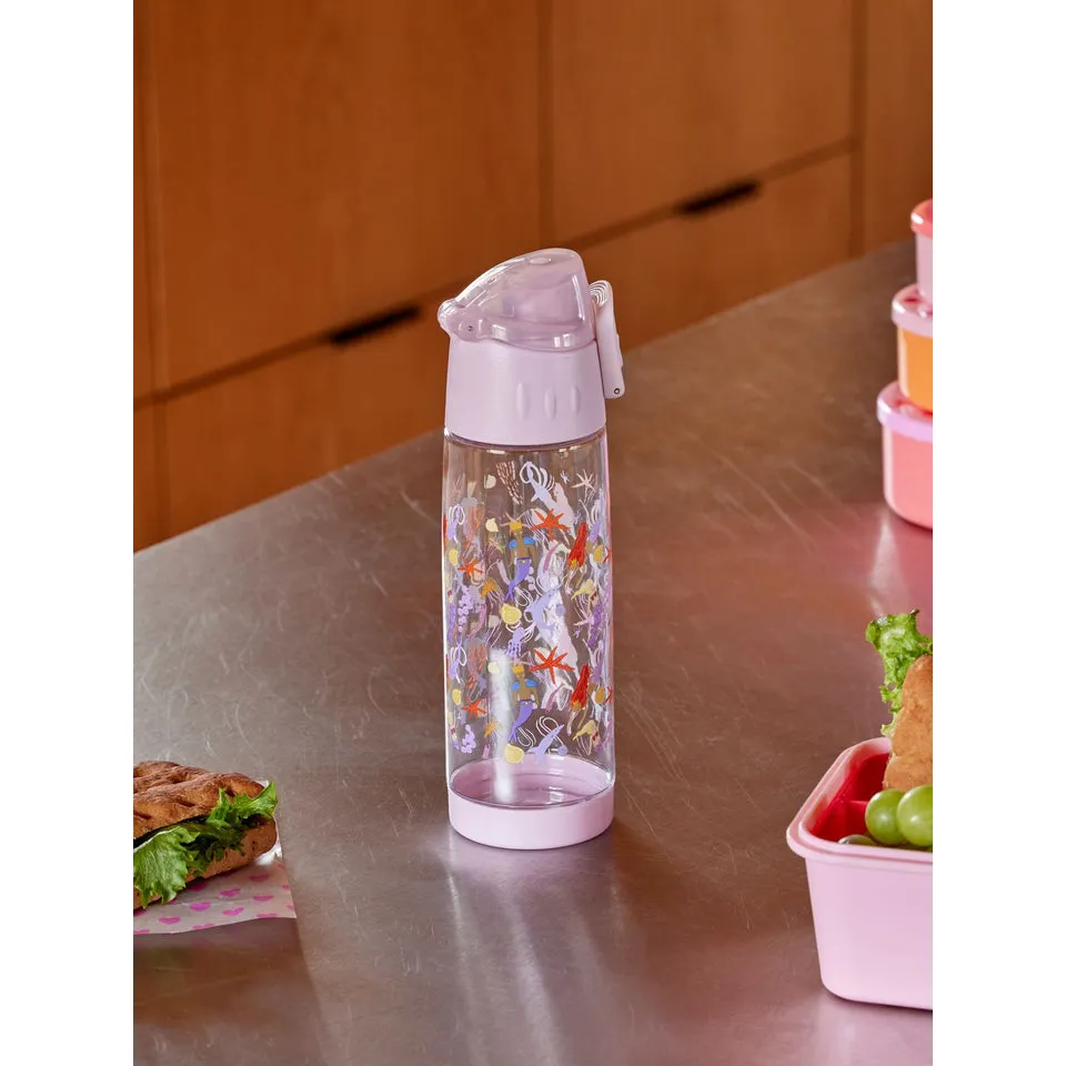 Rice DK Plastic Kids Drinking Bottle with Mermaid Print - Lavender - 500 ml