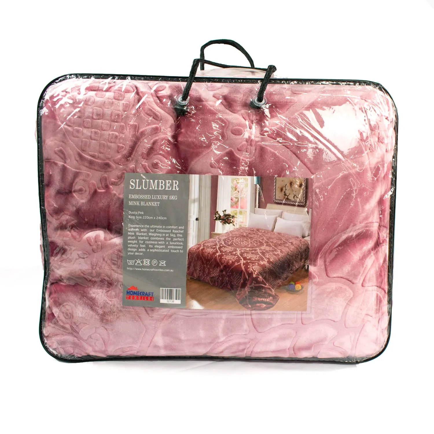 Slumber Embossed Luxury 5KG Mink Blanket Dusty Pink