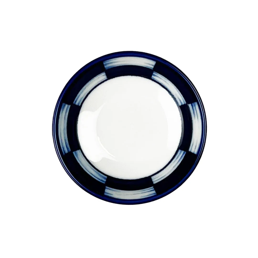 Soy Sauce Dish with Blue Checkered Trim 3.5" dia