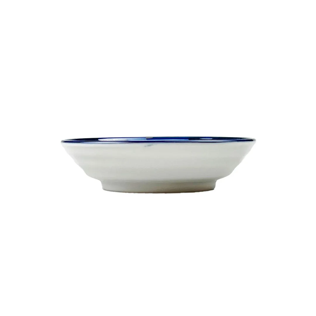 Soy Sauce Dish with Blue Checkered Trim 3.5" dia