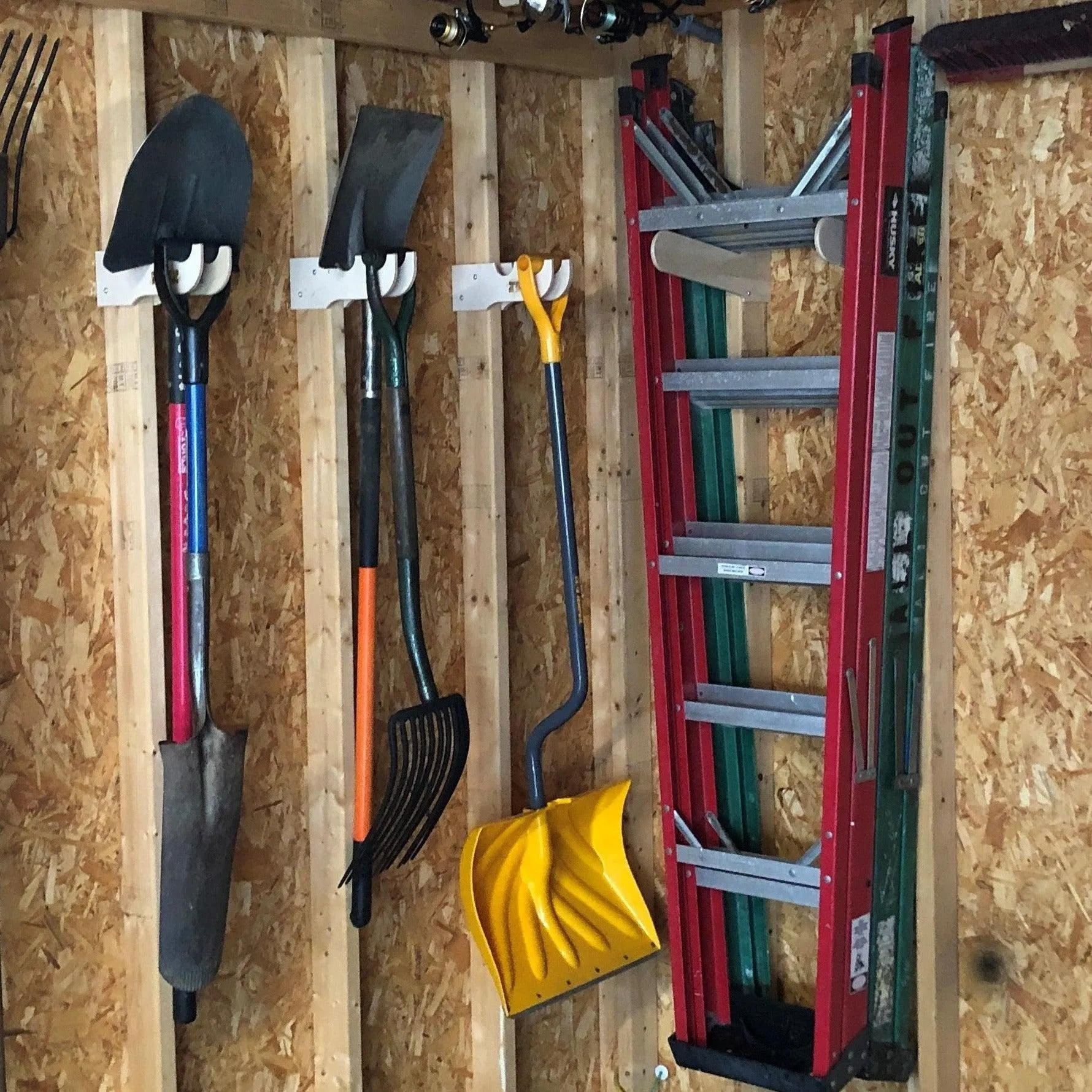 Step Ladder Organizer, Shed Storage System, Yard Tool Organizer, Garden tool rack, Shed Tool Rack