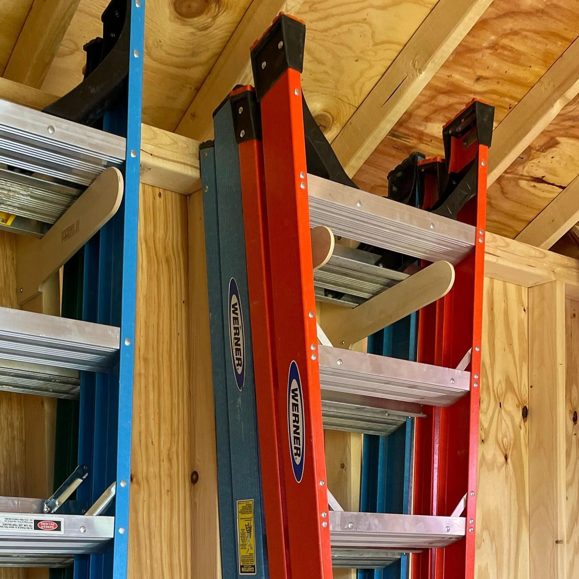 Step Ladder Organizer, Shed Storage System, Yard Tool Organizer, Garden tool rack, Shed Tool Rack